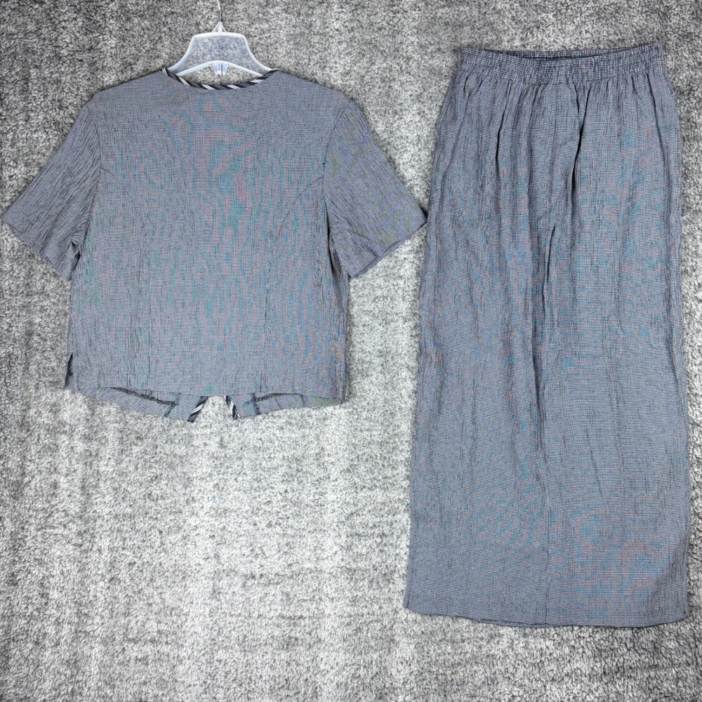 NEW Vtg Casual Corner & Co Women's Medium 2 Piece Skirt Top Set Black White USA - Picture 4 of 16